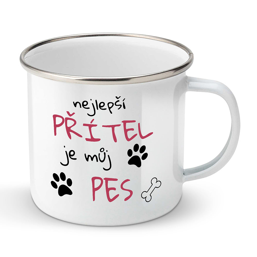 Smaltovaný plecháček motiv Nejlepší přítel je můj pes