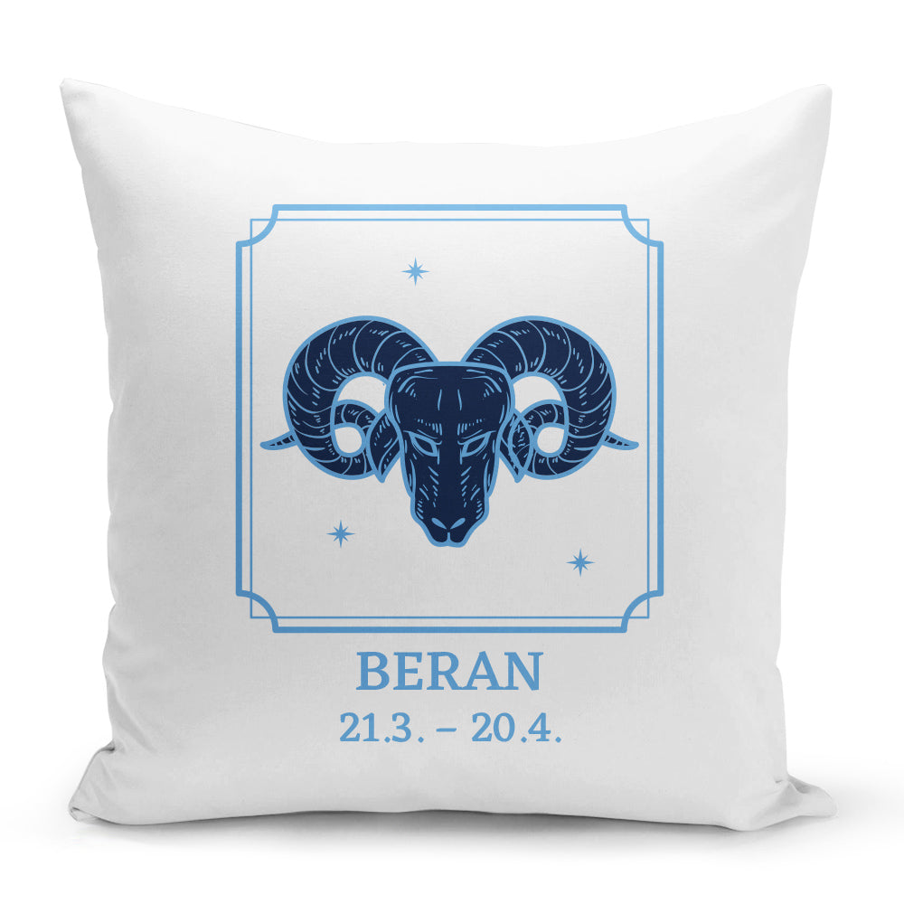 Bílý polštář 40 x 40 cm s motivem Beran