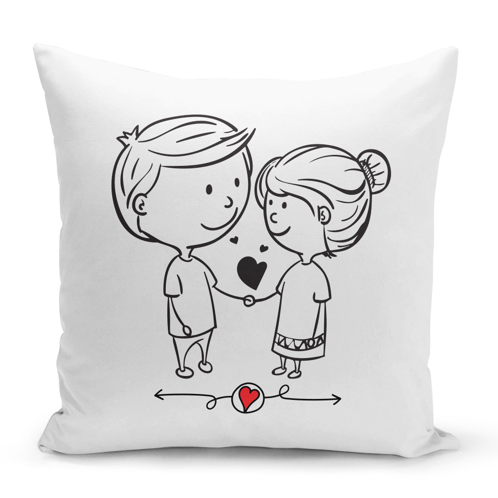 Bílý polštář 40 x 40 cm s motivem Láska