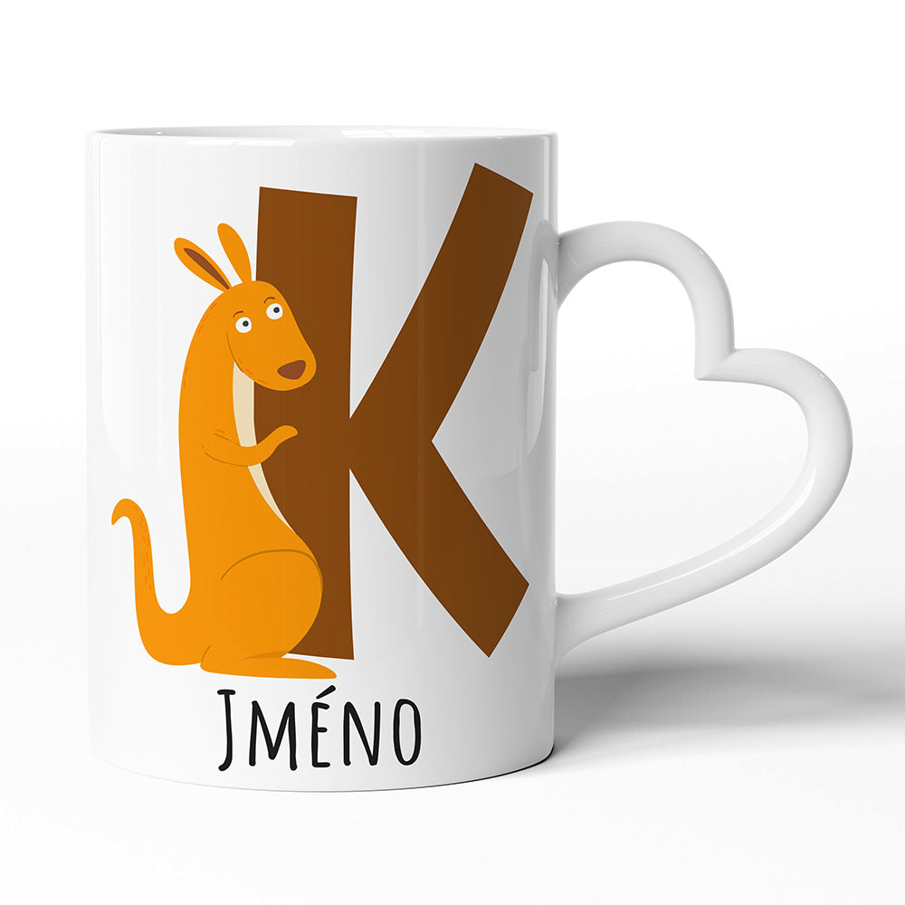 Keramický hrníček s uchem ve tvaru srdce motiv Se jménem K…