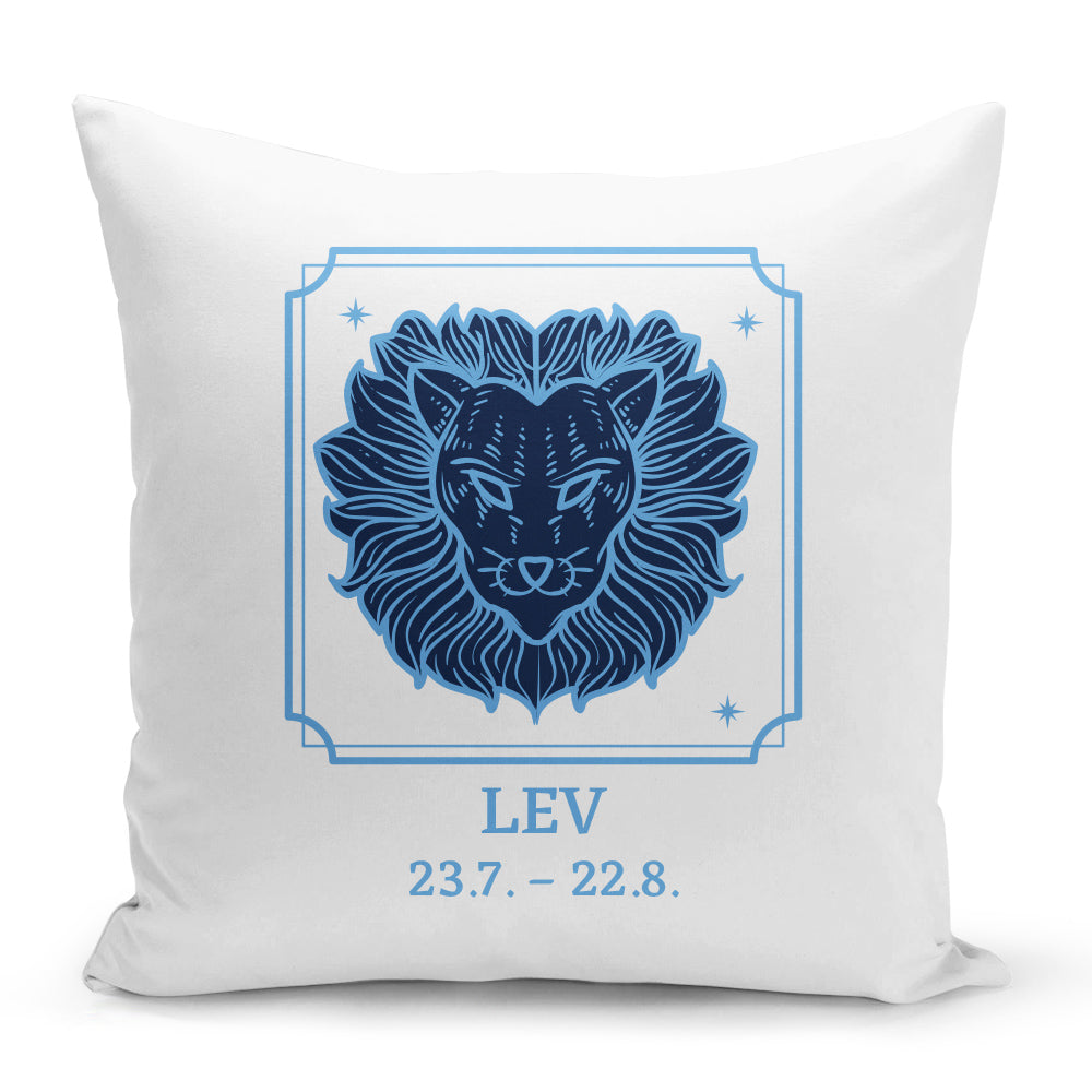 Bílý polštář 40 x 40 cm s motivem Lev