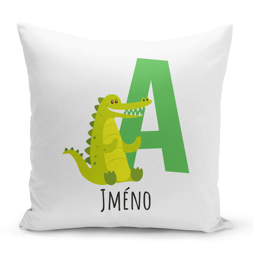 Bílý polštář 40 x 40 cm s motivem Se jménem A...