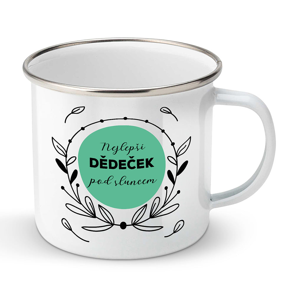 Smaltovaný plecháček motiv Nejlepší dědeček pod sluncem