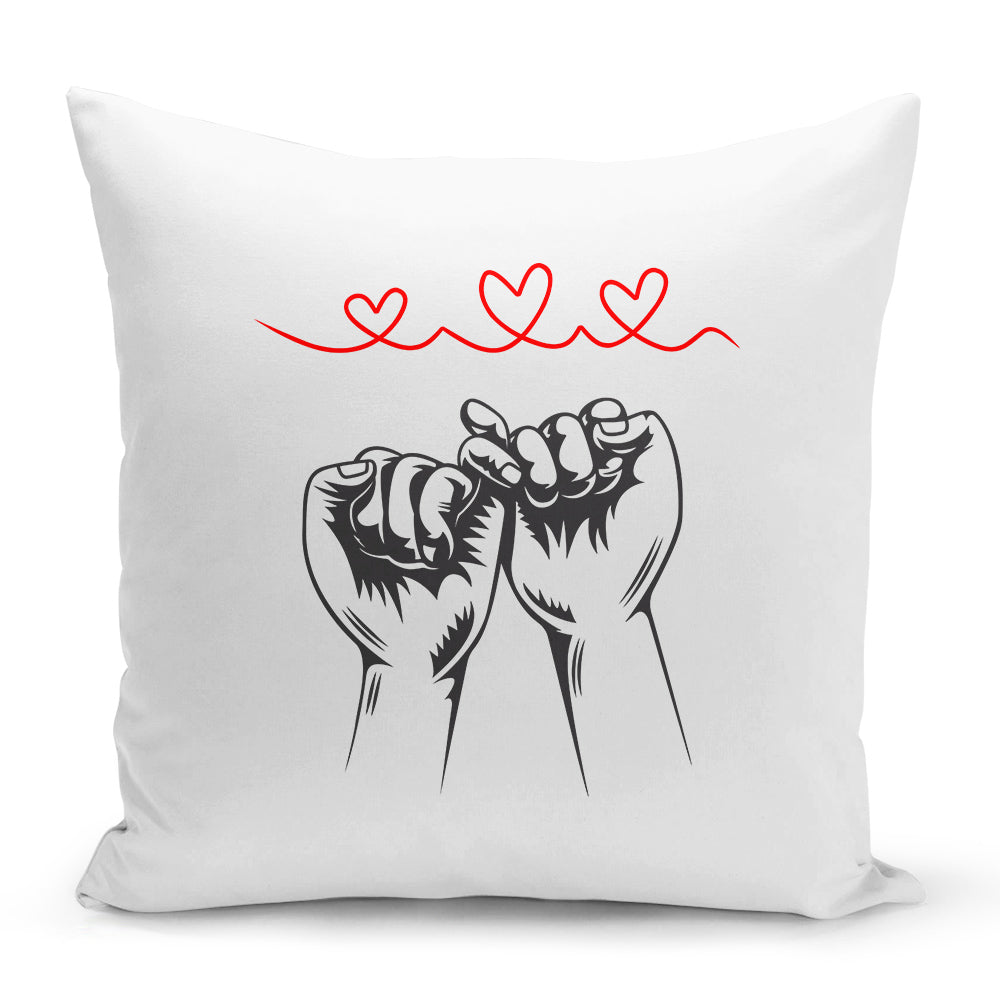 Bílý polštář 40 x 40 cm s motivem Láska