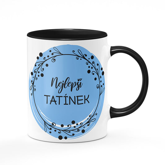 Keramický hrnek bílý s černým lemem vnitřkem a uchem motiv Nejlepší tatínek