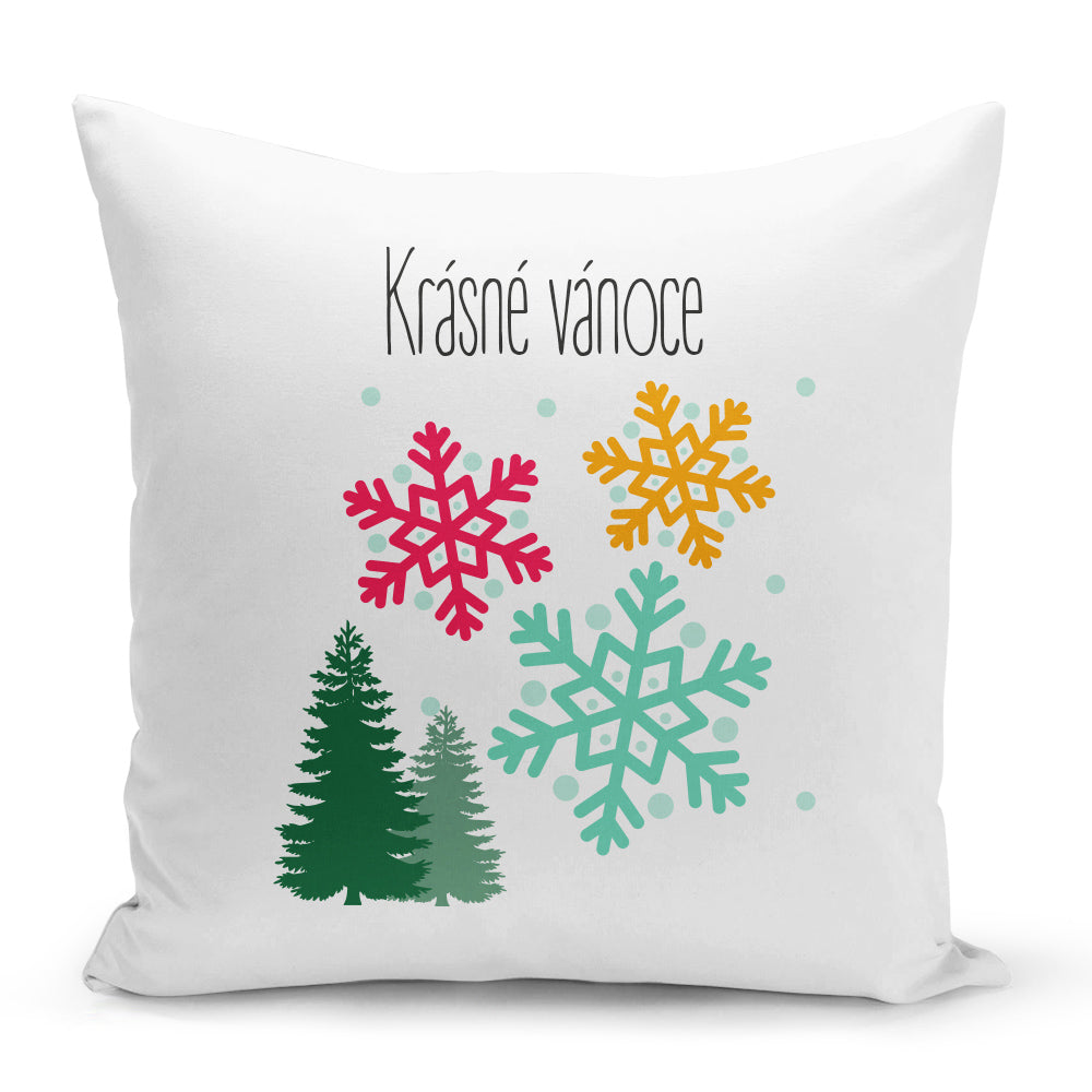 Bílý polštář 40 x 40 cm s motivem Krásné vánoce