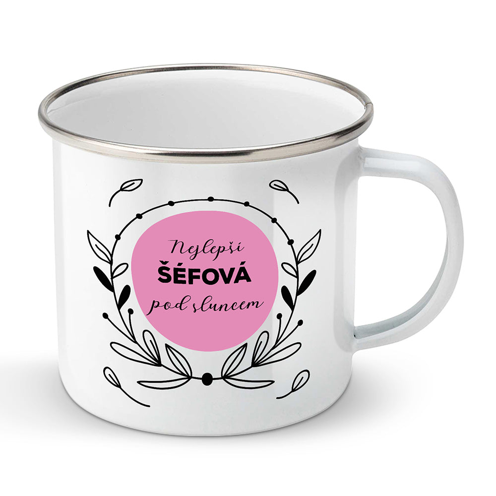 Smaltovaný plecháček motiv Nejlepší šéfová pod sluncem