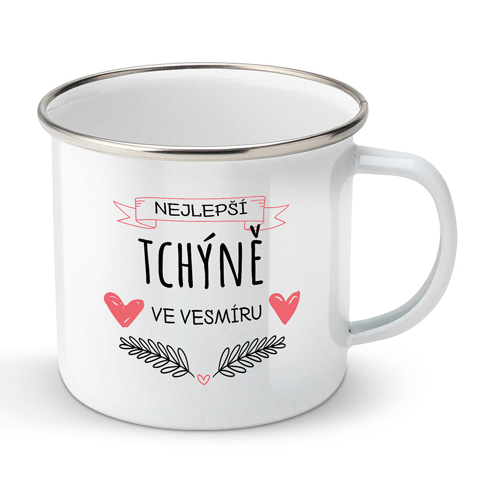 Smaltovaný plecháček motiv Nejlepší tchýně ve vesmíru
