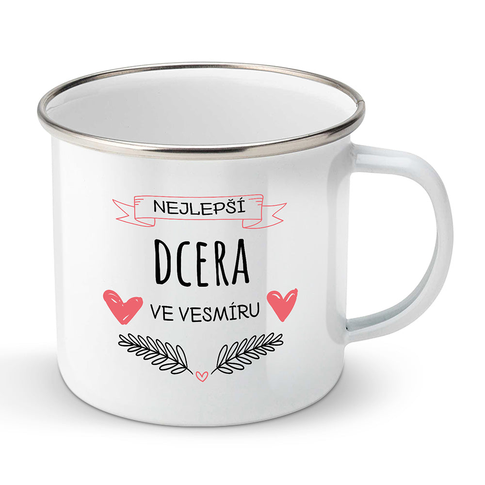 Smaltovaný plecháček motiv Nejlepší dcera ve vesmíru