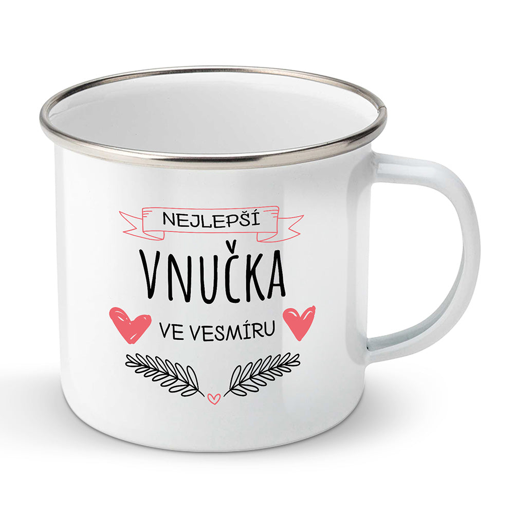 Smaltovaný plecháček motiv Nejlepší vnučka ve vesmíru