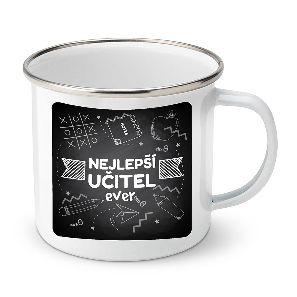 Smaltovaný plecháček motiv Nejlepší učitel ever