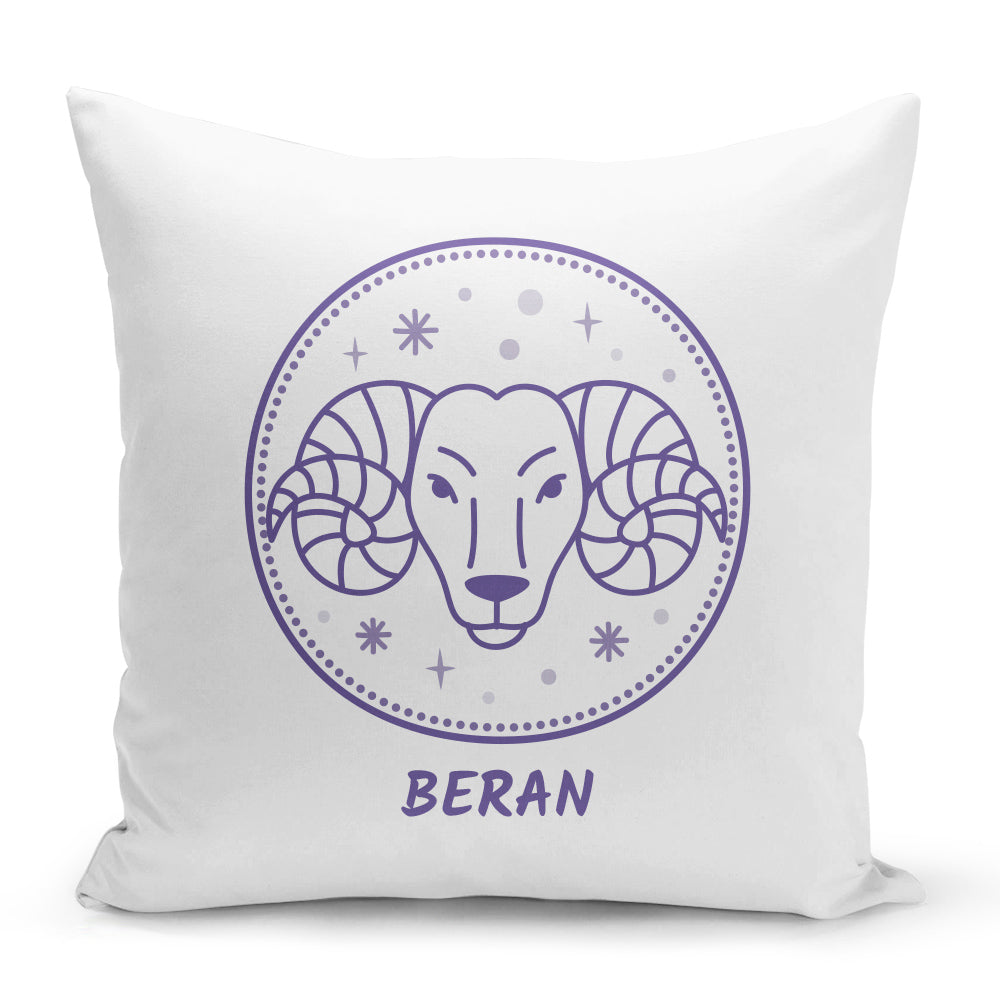 Bílý polštář 40 x 40 cm s motivem Beran
