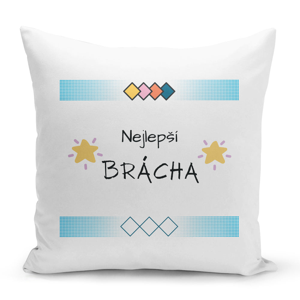 Bílý polštář 40 x 40 cm s motivem Nejlepší brácha