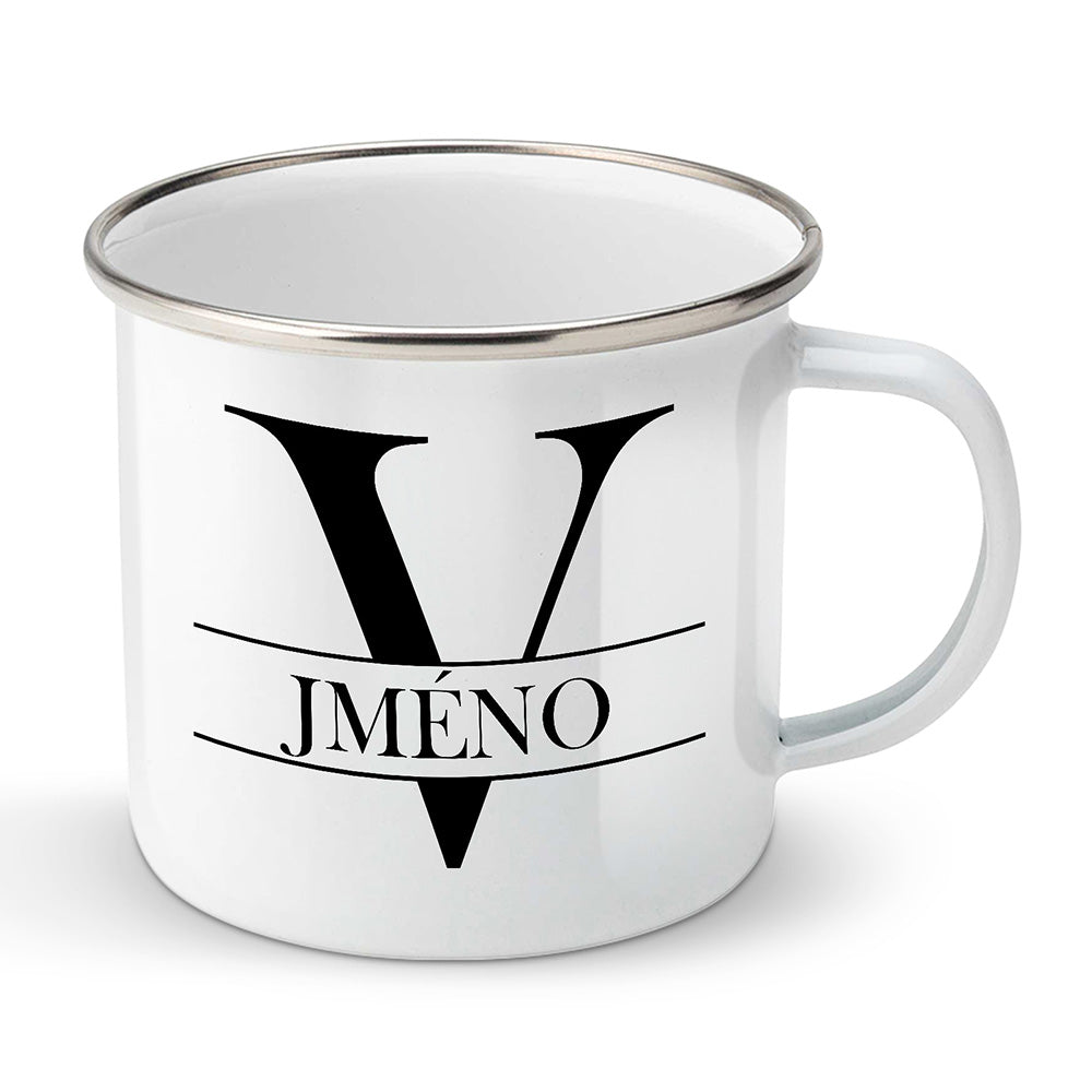 Smaltovaný plecháček motiv Se jménem V…