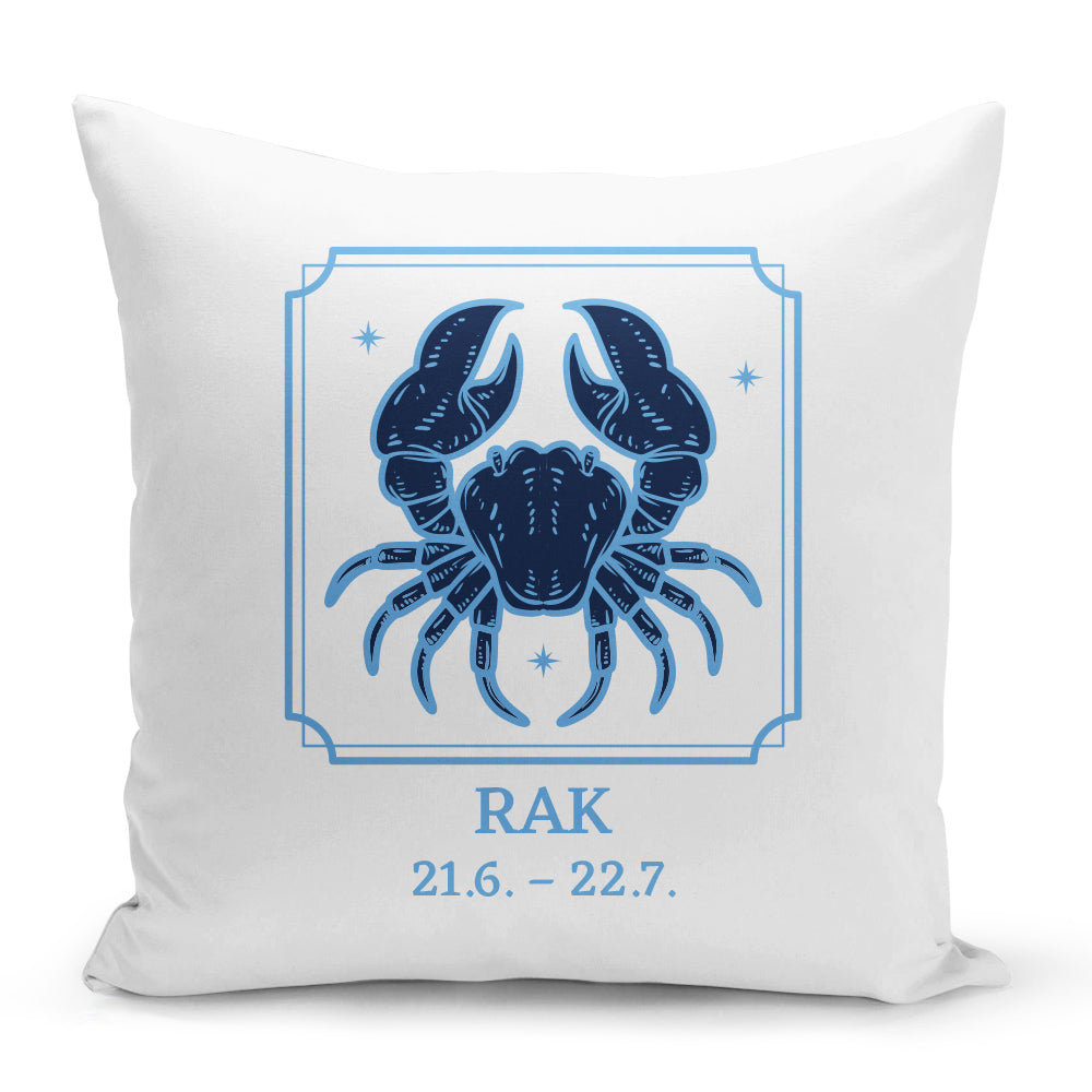 Bílý polštář 40 x 40 cm s motivem Rak