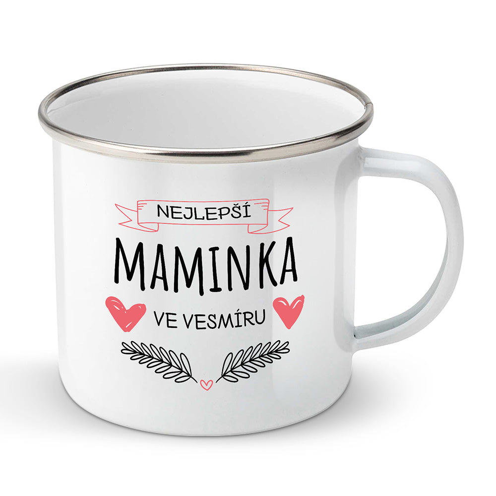 Smaltovaný plecháček motiv Nejlepší maminka ve vesmíru