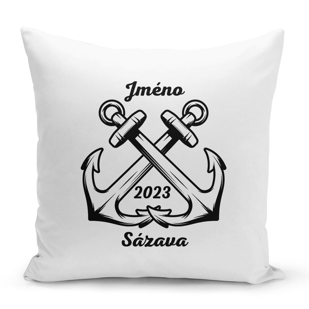 Bílý polštář 40 x 40 cm s motivem Kotvy