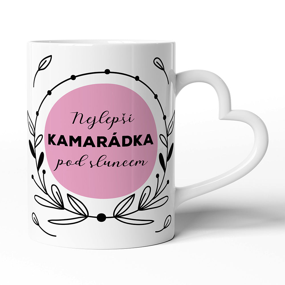 Keramický hrníček s uchem ve tvaru srdce motiv Nejlepší kamarádka pod sluncem