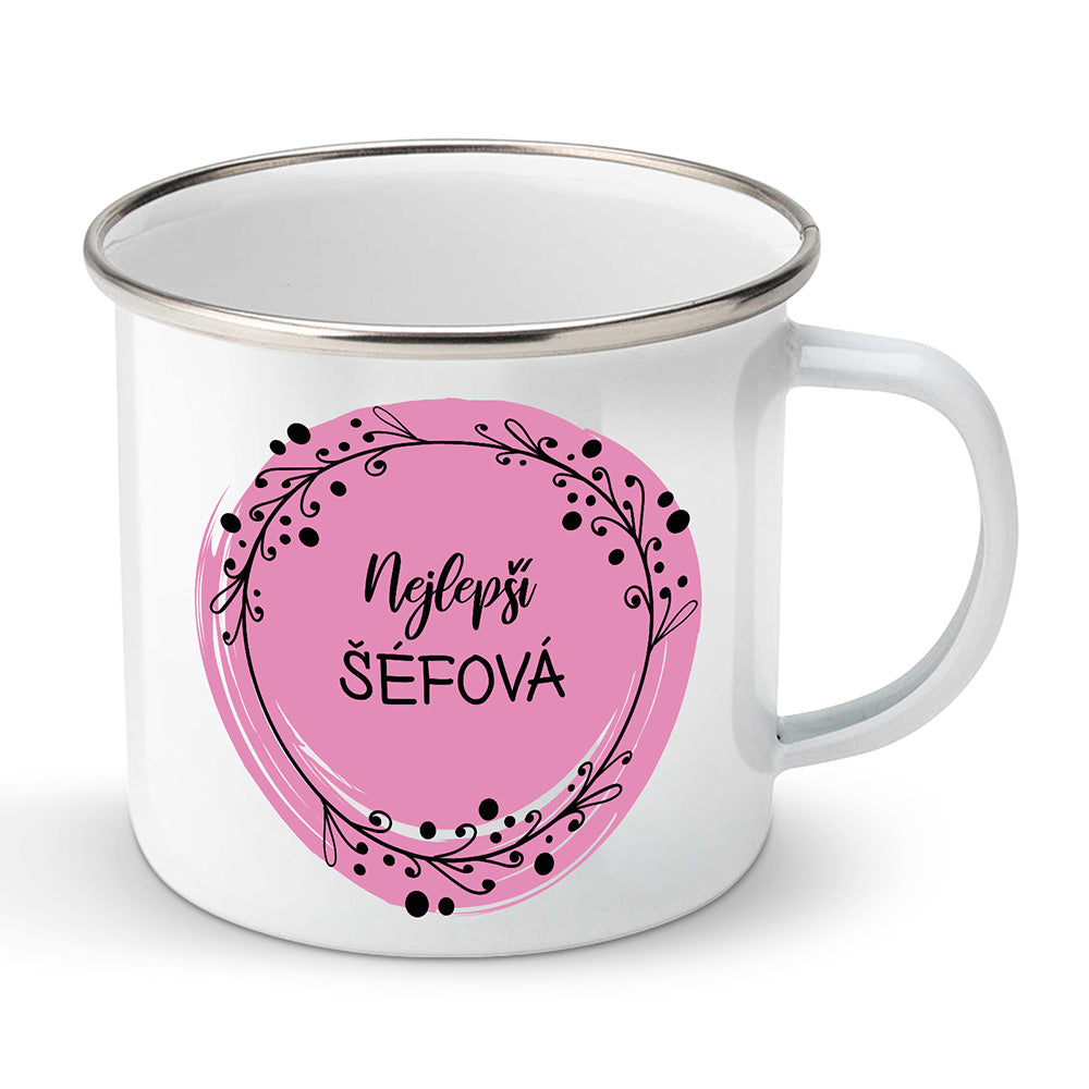 Smaltovaný plecháček motiv Nejlepší šéfová