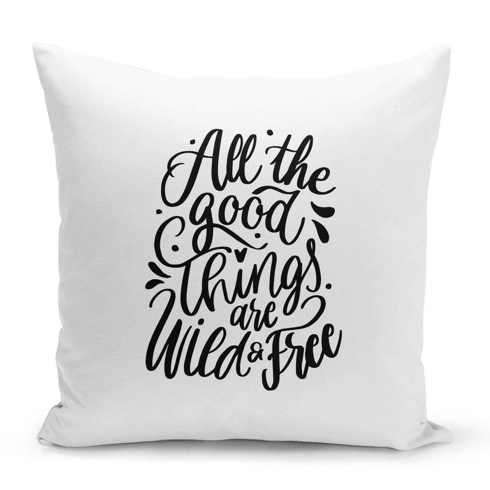Bílý polštář 40 x 40 cm s motivem Wild & Free