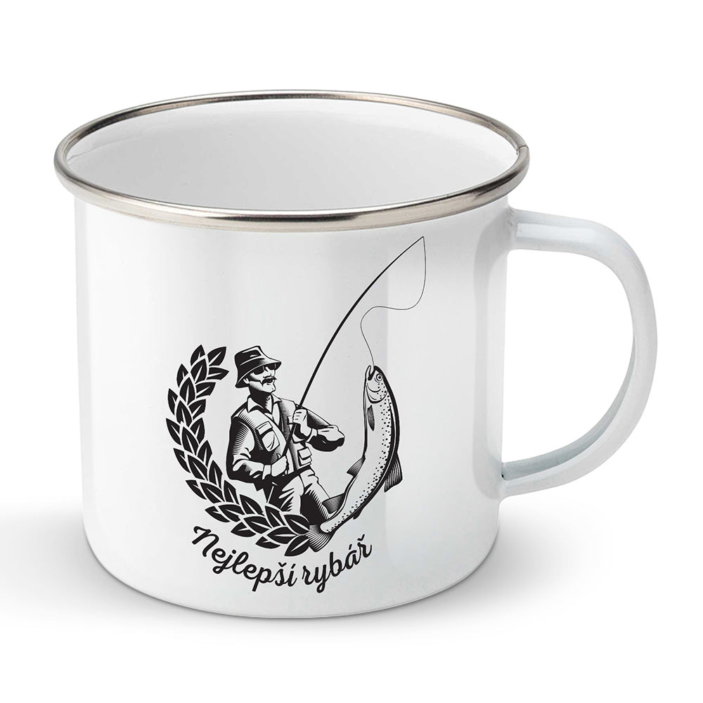Smaltovaný plecháček motiv Nejlepší rybář