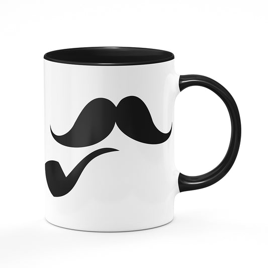 Keramický hrnek bílý s černým lemem vnitřkem a uchem motiv Hippster