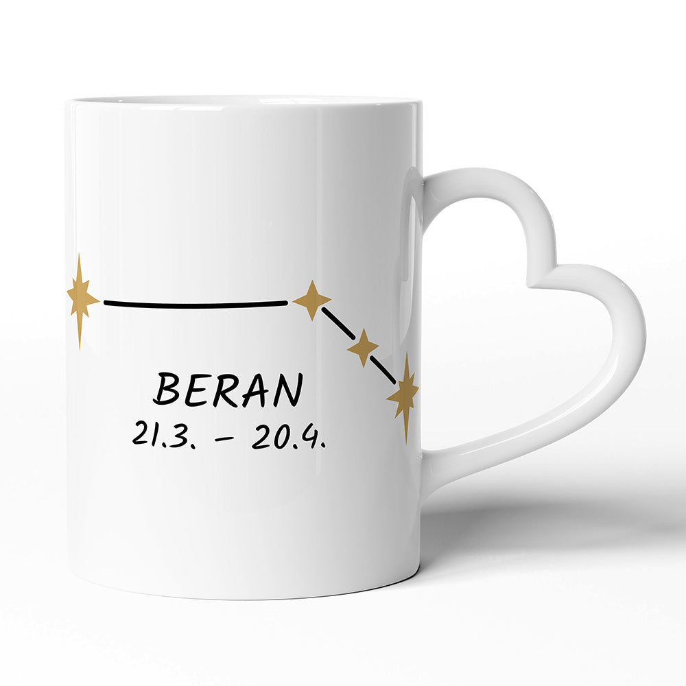 Keramický hrníček s uchem ve tvaru srdce motiv Beran