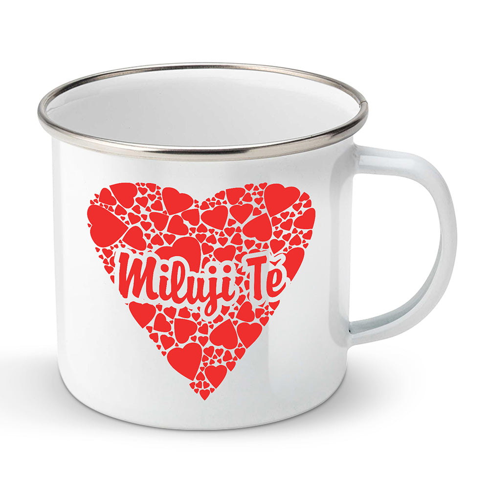 Smaltovaný plecháček motiv Miluji Tě