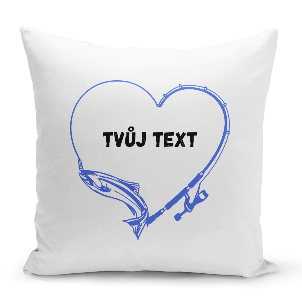 Bílý polštář 40 x 40 cm s motivem Rybář