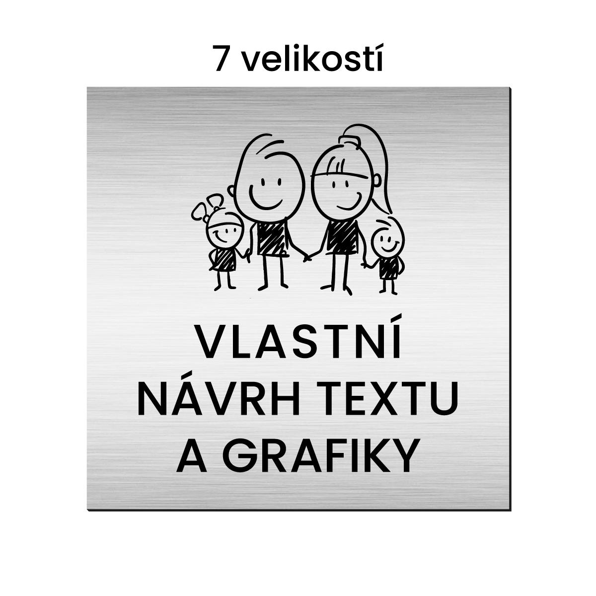 gravírovaná cedule k označení sídla, kanceláře, provozovny, prodejny, podlaží apod. dvouvrstvý plast povrch kovový stříbrný