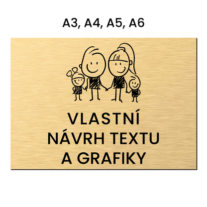 gravírovaná cedule k označení sídla, kanceláře, provozovny, prodejny, podlaží apod. dvouvrstvý plast povrch kovový zlatý