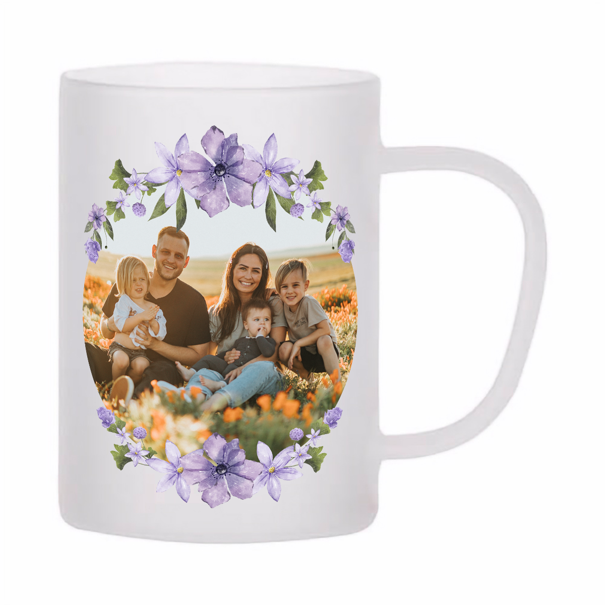 skleněný matný (mléčný) hrnek z varného skla s vlastním potiskem, textem, fotkou, objem 360 ml, bílý