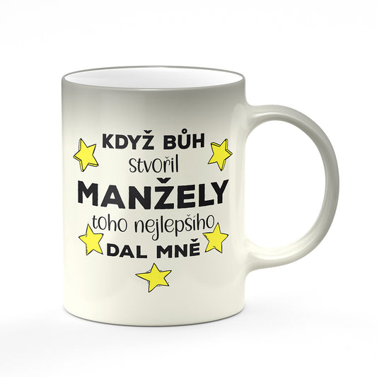 Magický svlékací hrnek motiv Když bůh stvořil manžely