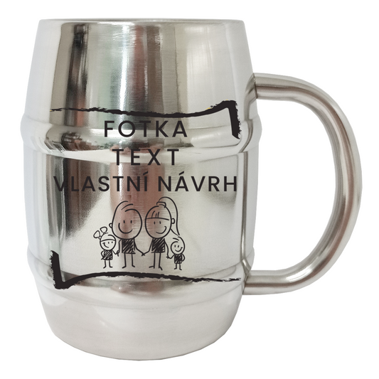 Nerezový chladící krýgl s dvojitou stěnou ve tvaru soudku