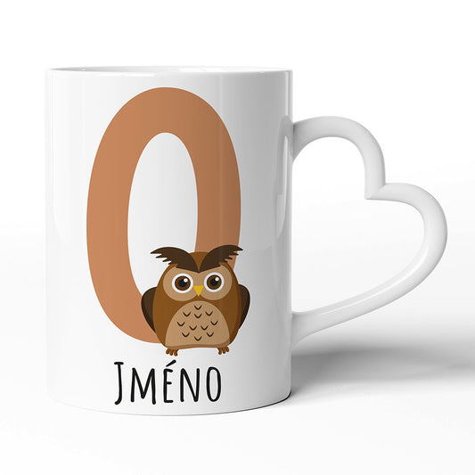 Keramický hrníček s uchem ve tvaru srdce motiv Se jménem O…