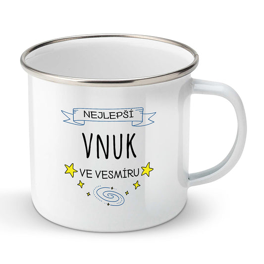 Smaltovaný plecháček motiv Nejlepší vnuk ve vesmíru