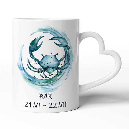 Keramický hrníček s uchem ve tvaru srdce motiv Rak