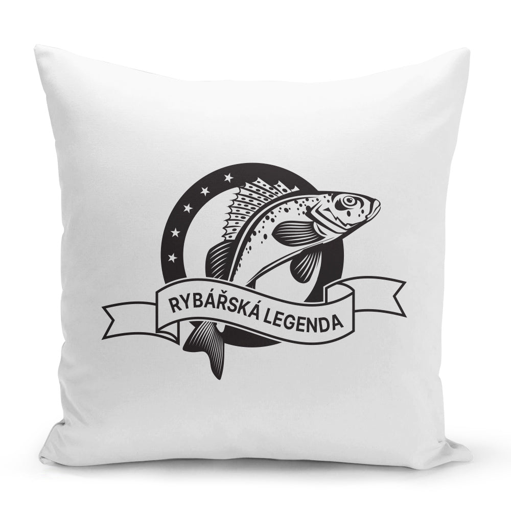 Bílý polštář 40 x 40 cm s motivem Rybářská legenda