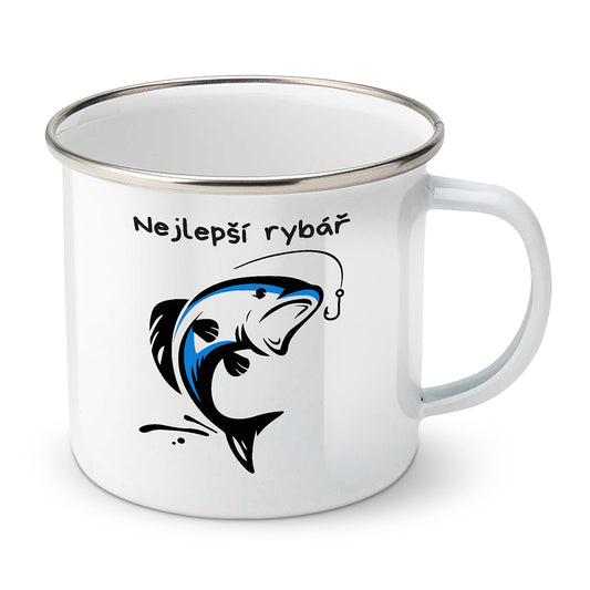Smaltovaný plecháček motiv Nejlepší rybář