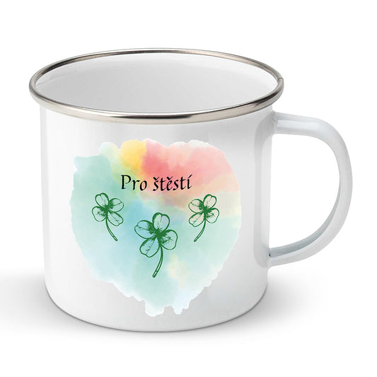 Smaltovaný plecháček motiv Pro štěstí