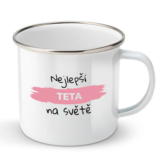 Smaltovaný plecháček motiv Nejlepší teta na světě