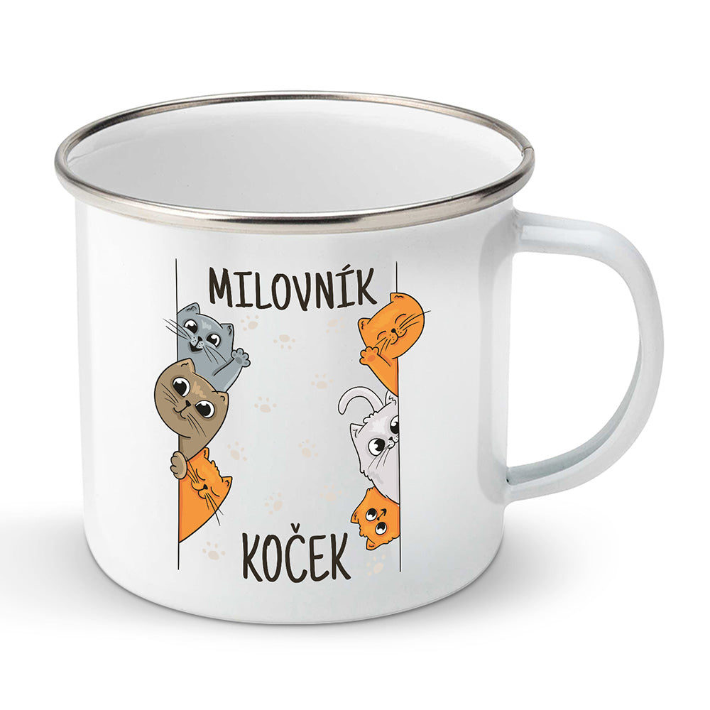 Smaltovaný plecháček motiv Milovník koček