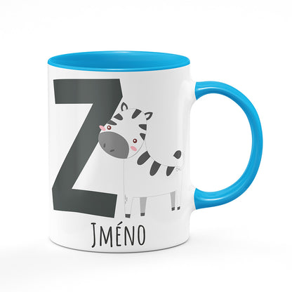 Keramický hrnek bílý s světle modrým lemem vnitřkem a uchem motiv Se jménem Z…