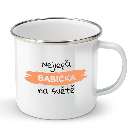 Smaltovaný plecháček motiv Nejlepší babička na světě