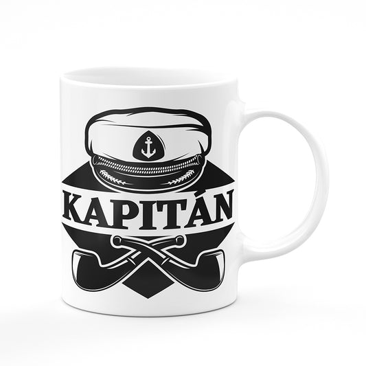 Keramický hrnek bílý motiv Kapitán
