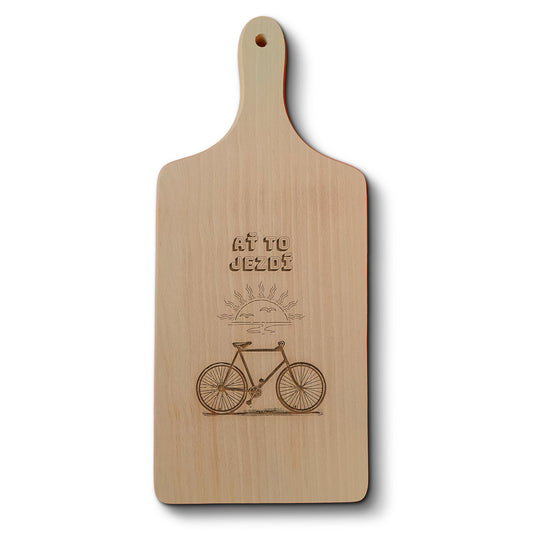 Dřevěné kuchyňské prkénko s gravírovaným motivem Cyklistika
