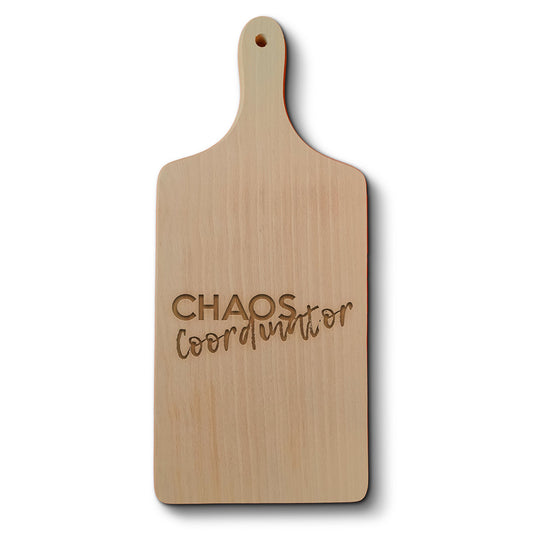 Dřevěné kuchyňské prkénko s gravírovaným motivem Chaos coordinator