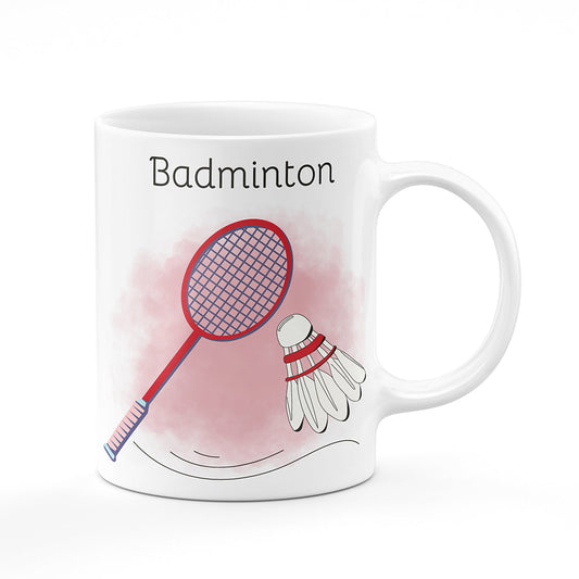 Keramický hrnek bílý motiv Badminton
