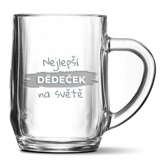 Skleněný pivní půllitr s gravírovaným motivem Nejlepší dědeček na světě