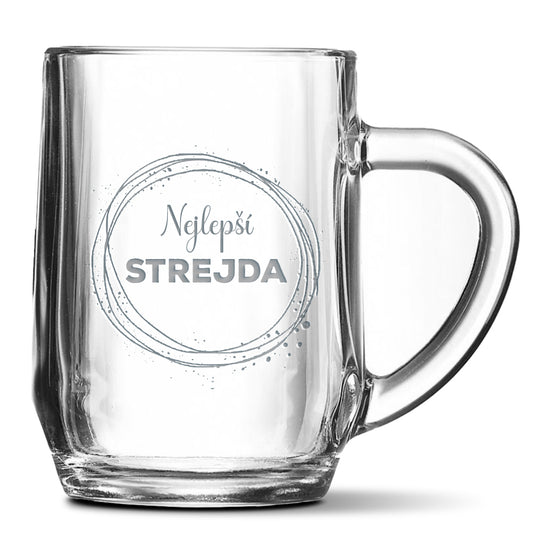 Skleněný pivní půllitr s gravírovaným motivem Nejlepší strejda